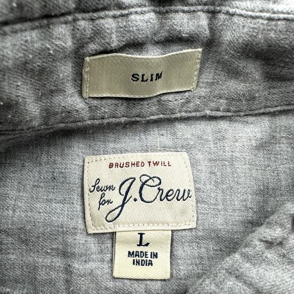 J Crew Brushed Twill Long Sleeve Button Down Shirt Mens Large Slim Gray BJ446 - Picture 2 of 12